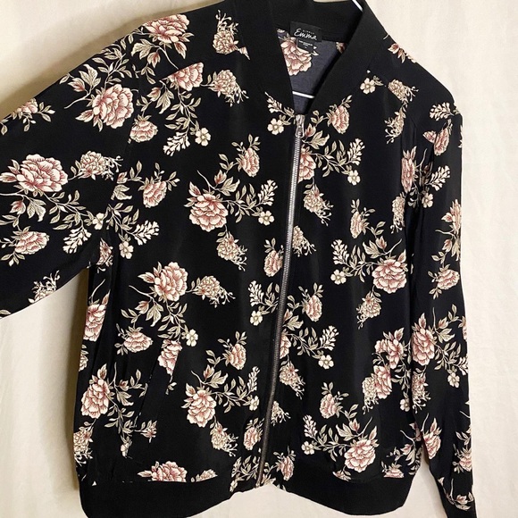 SILKY FLORAL BOMBER JACKET - Picture 1 of 3